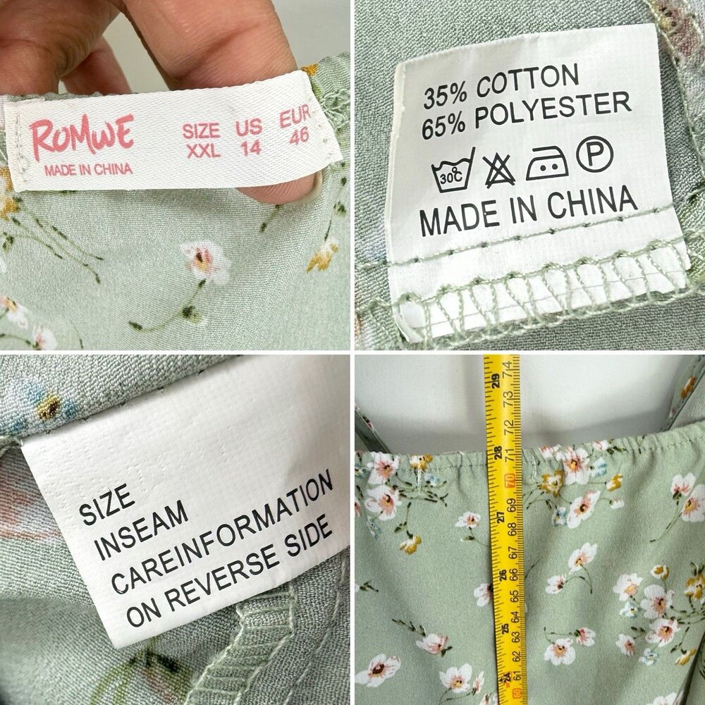 ROMWE Wrap Dress  Green Floral Size US 14 Summer Dress - Picture 12 of 16